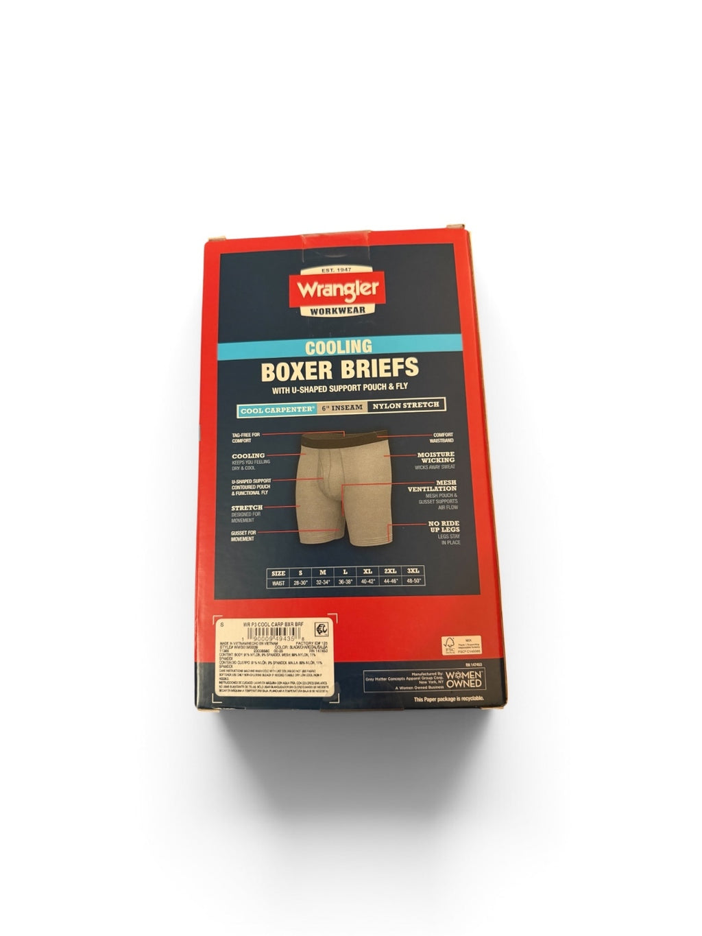 Wrangler Men's Cooling Boxer Briefs 3-Pack Small