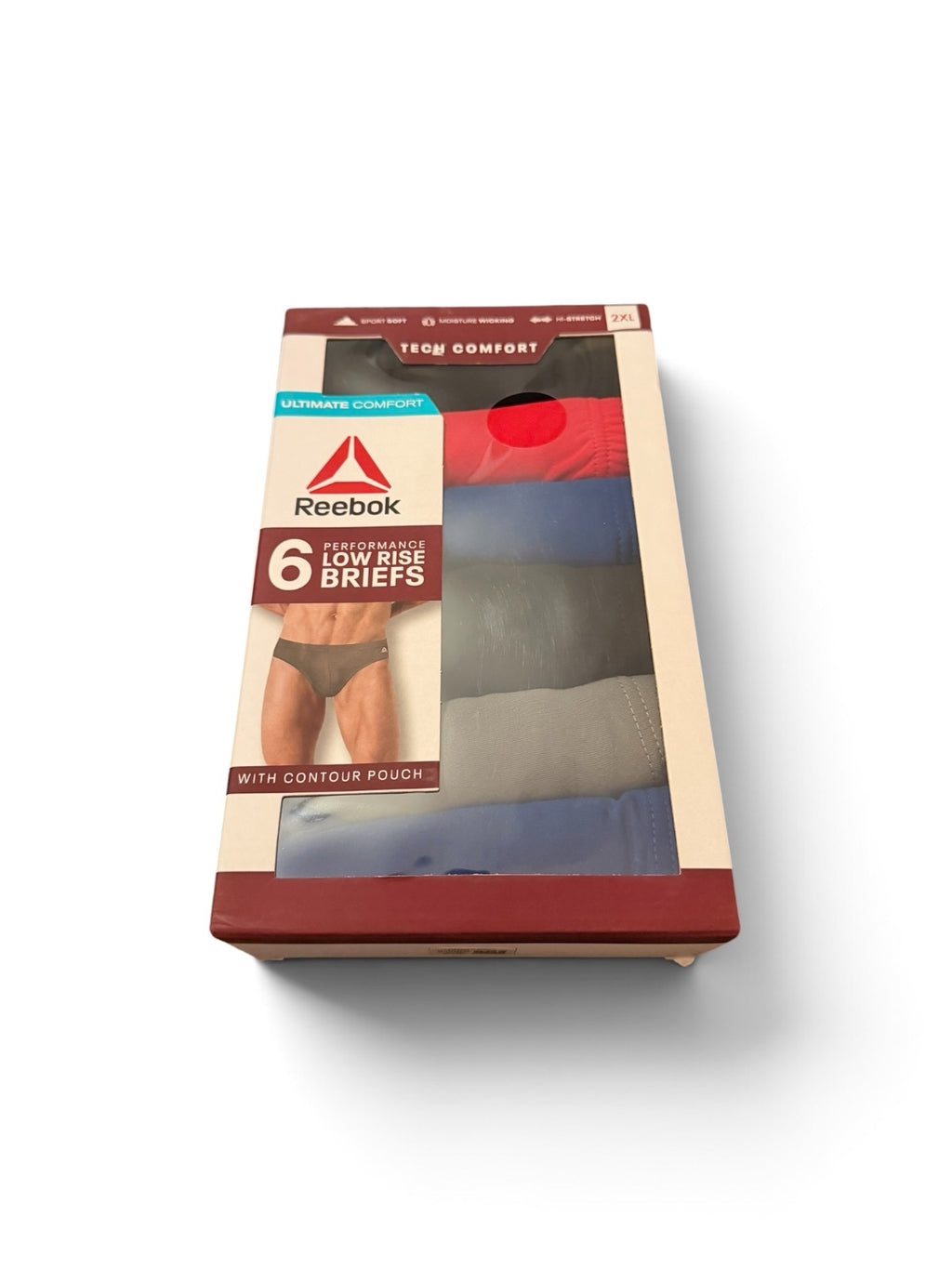 Reebok 6-Pack Performance Low Rise Briefs with Contour Pouch, Size 2XL