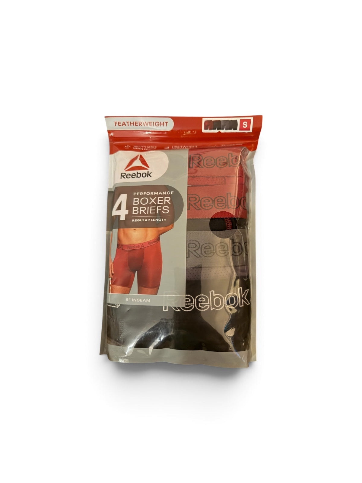 Reebok Performance 4-Pack Boxer Briefs Regular Length Size Small