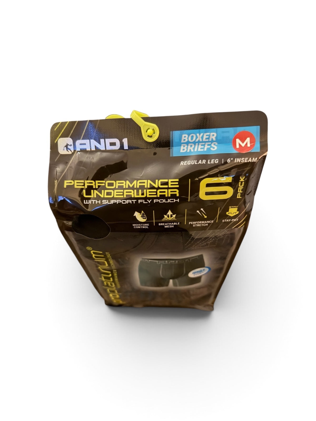 AND1 Performance Boxer Briefs with Support Fly Pouch - Medium, 6 Pack